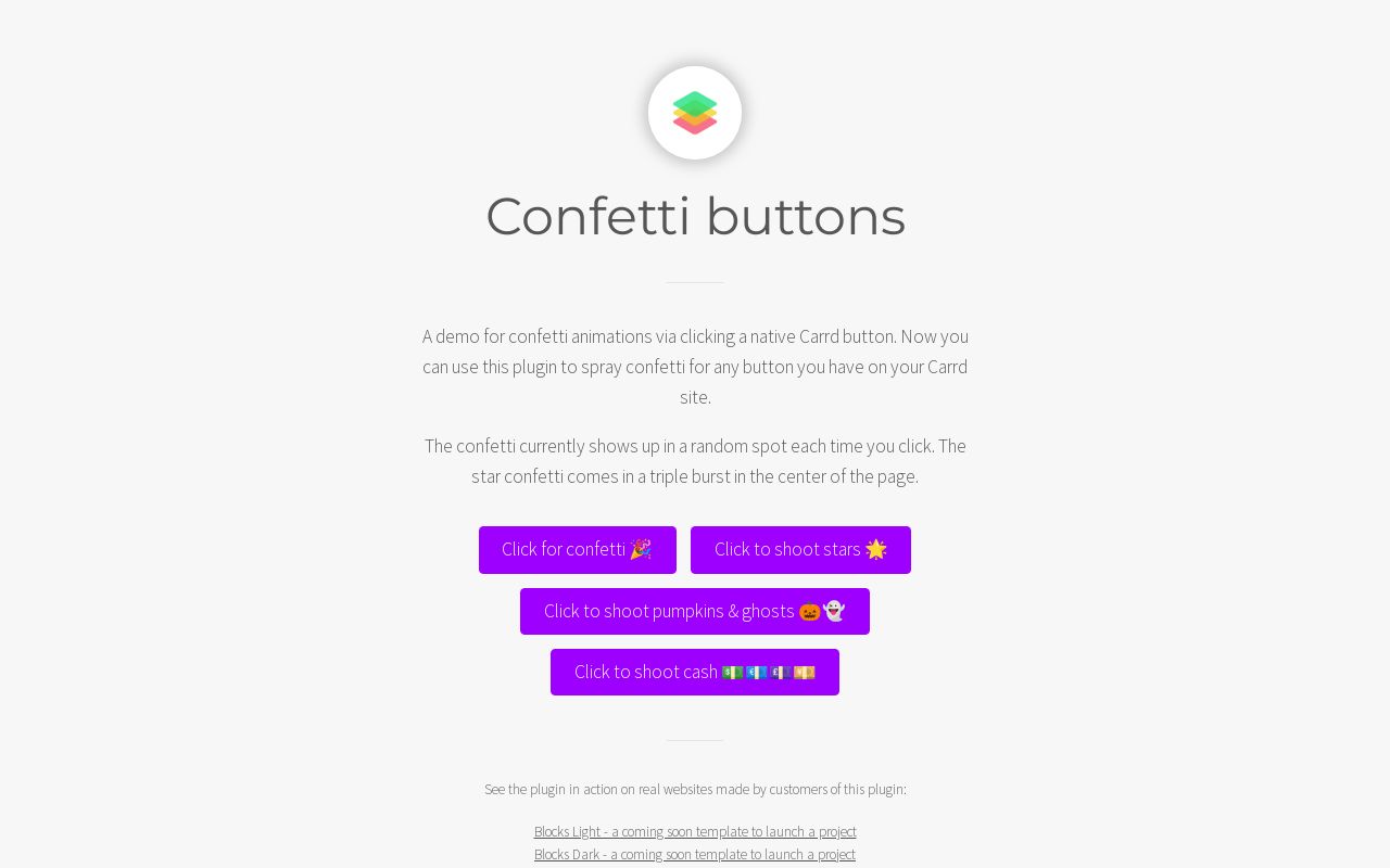 Confetti Buttons in Carrd